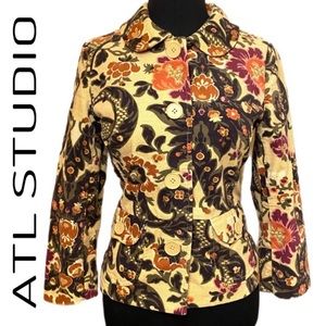 ATL Studio Multicolored Button Down Floral Jacket Women’s Size 8P